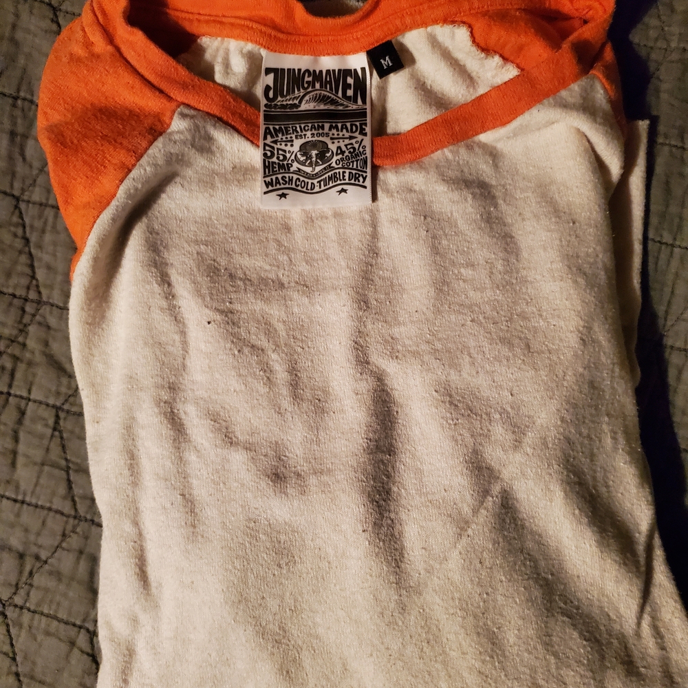 Jungmaven Long Sleeve Orange and Cream Tee
